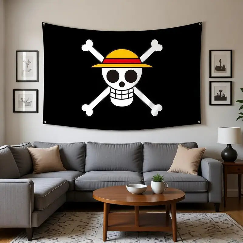 Anime One Piece Luffy Straw Hat Pirate Flag Wall Banner for Room Decor & Parties 60x90cm