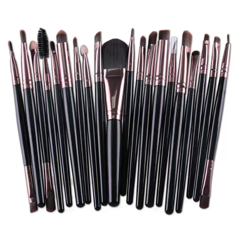 20pcs Eye Makeup Brush Set with Eyeliner Brush - Neutral Handle Colors