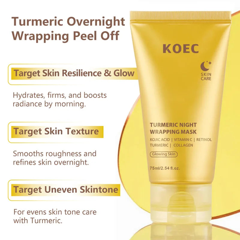 Korean Collagen Peel-Off Facial Mask with Turmeric & Vitamin C - Moisturizing Night Mask