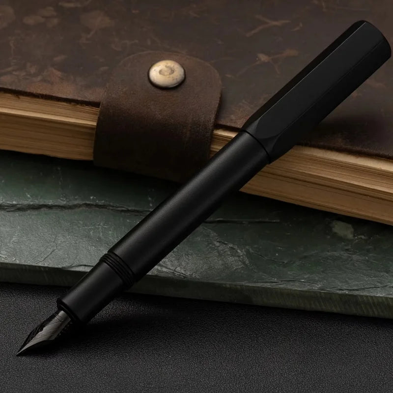 Mini Brass Fountain Pen with 0.5mm Nib Heavy Metal Feel for Signature Calligraphy
