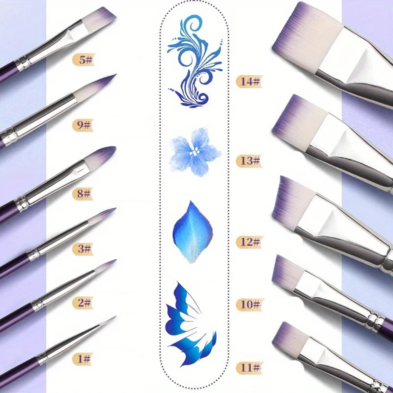 Professional Painting Brush Set - Wide Delicate Makeup & Art Brushes, 7-11 Pieces