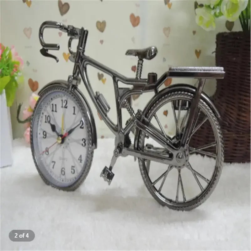 Retro Bicycle Alarm Clock Set Table Clock European American Style Grey