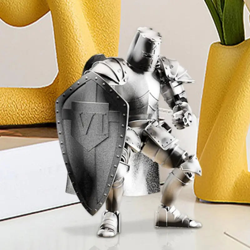 Medieval Knight Action Figure with Flexible Joints & Detachable Base - Full Body Model, Multi-Color