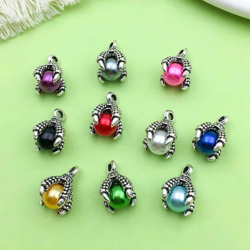 Colorful Alloy Dragon Claw Charm Pendants for Jewelry Making - 20pcs