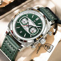 Men's Waterproof Luminous Chronograph Quartz Watch with Leather Strap
