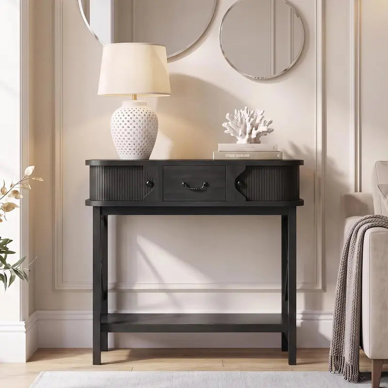 39-Inch Narrow Console Table with Drawers and Cabinets for Entryway and Living Room