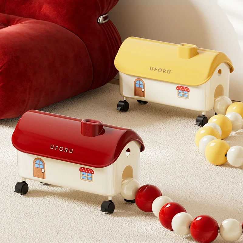 Cartoon House Cable Management Box with 360° Wheels Large Ventilation Home Storage