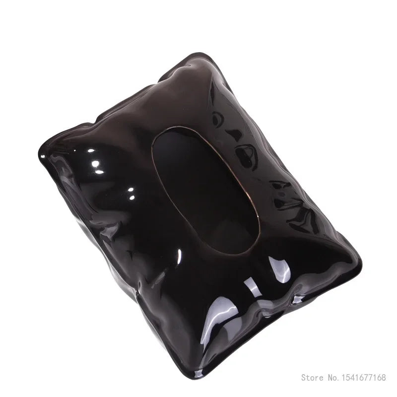 Ceramic Tissue Box Cover Cream Light Luxury Napkin Dispenser Home Decor
