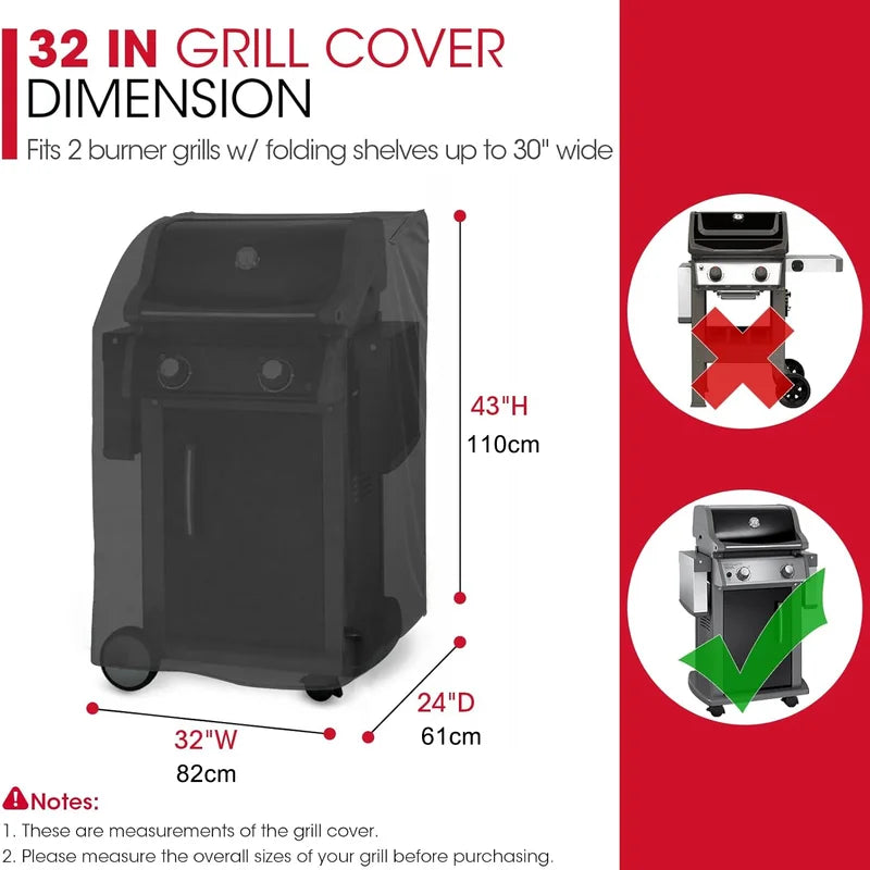 32 Inch Waterproof Gas Grill Cover for Outdoor BBQ - Weather & UV Resistant