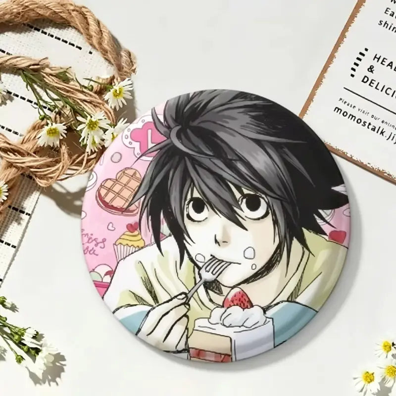 Death Note Anime Enamel Pins Handmade Round Brooches Cosplay Badge for Backpacks & Jewelry