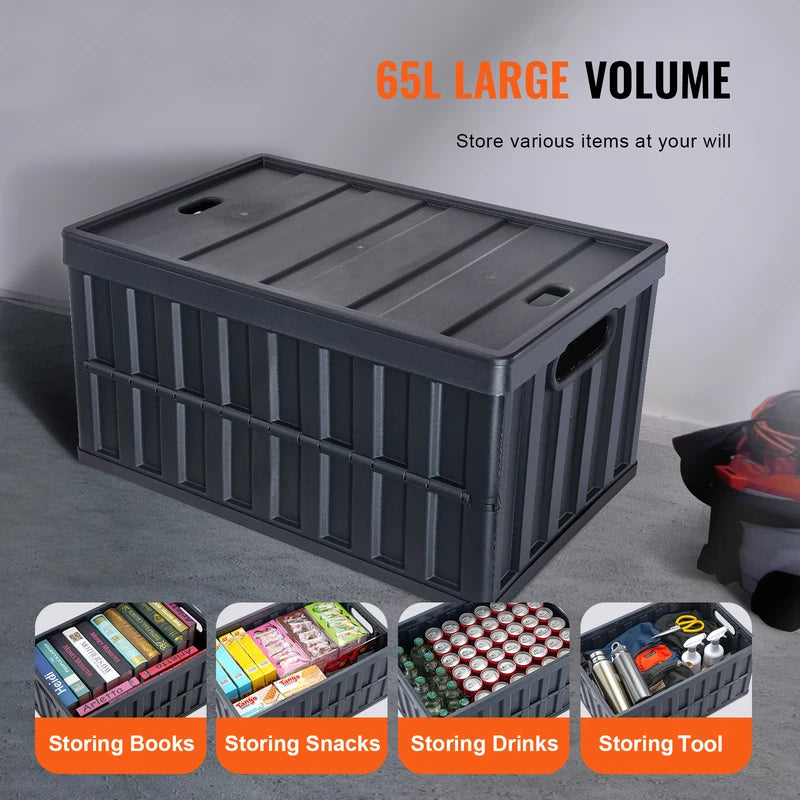 Set of 3 Collapsible Storage Bins with Lids - Stackable Garage & Utility Crates