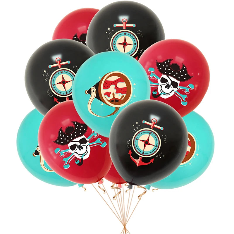 10pcs Pirate Party Balloons 12 Inch Latex Decorations for Birthday Celebration