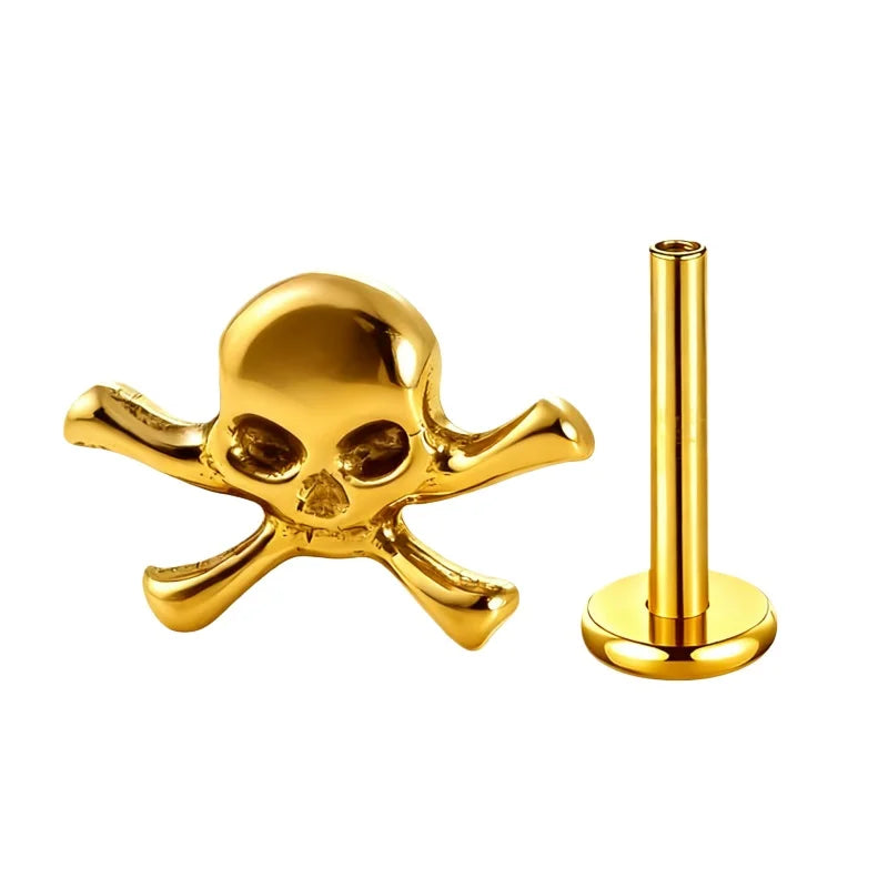 Titanium Cross Lip Piercing Jewelry 16G Gothic Skull Labret Cartilage Nose Tragus Body Accessory