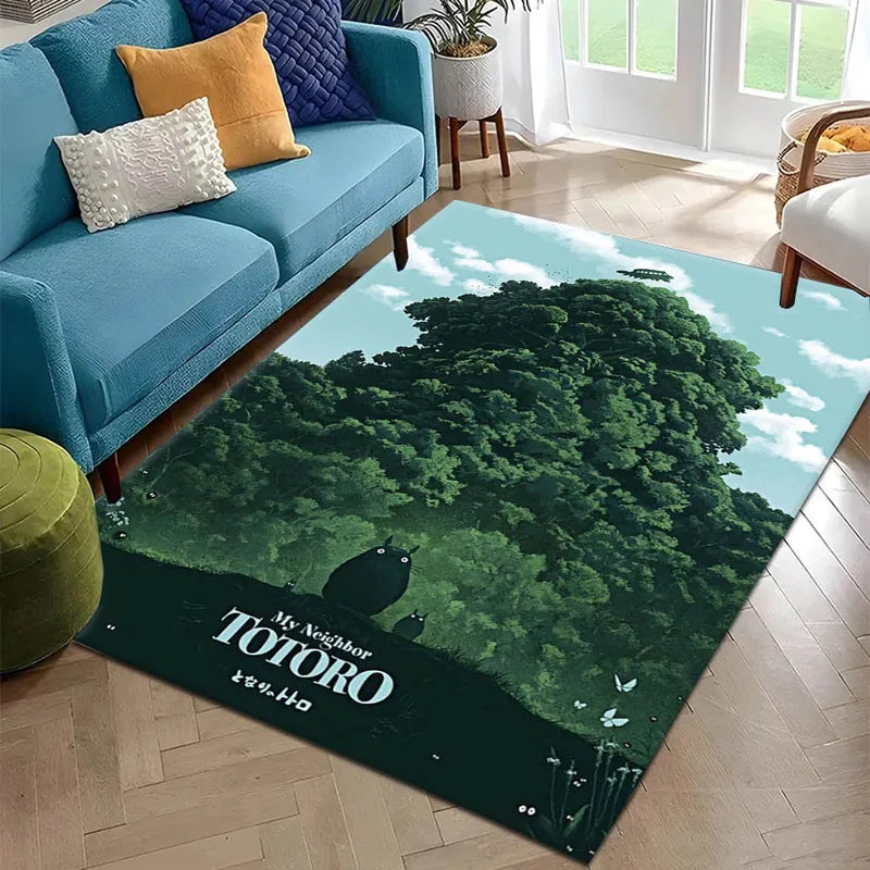 3D T-Totoro Anime Carpet Rug for Living Room Bedroom Decor Non-Slip Floor Mat