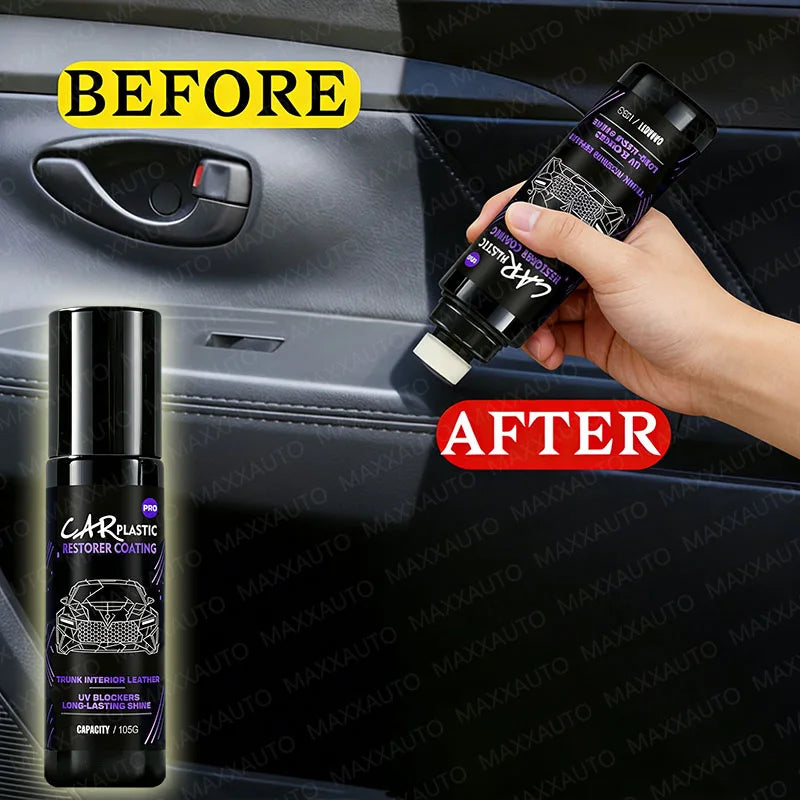Car Plastic & Leather Repair Wax - Glossy Panel Renewal Polish, Long-Lasting
