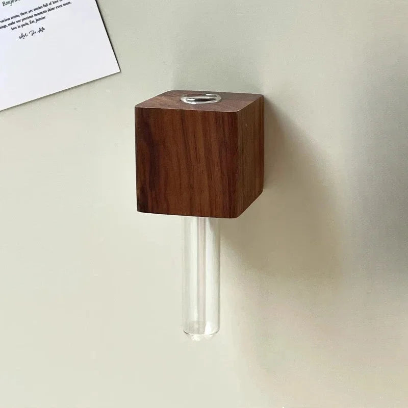 Solid Wood Refrigerator Magnet Vase for Home Decor French Country Style