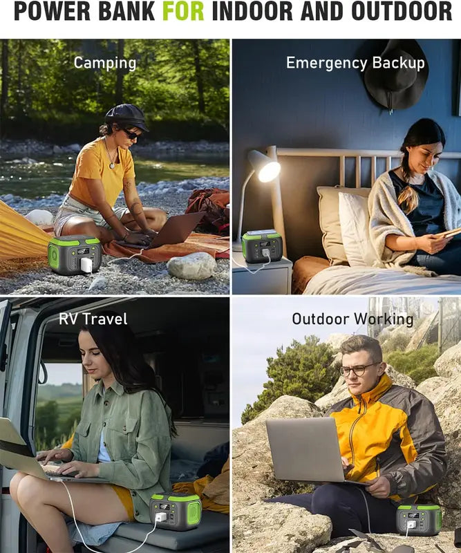 Portable Power Station 600W/300W/200W/120W Solar Generator with AC Outlets for Camping RV Home