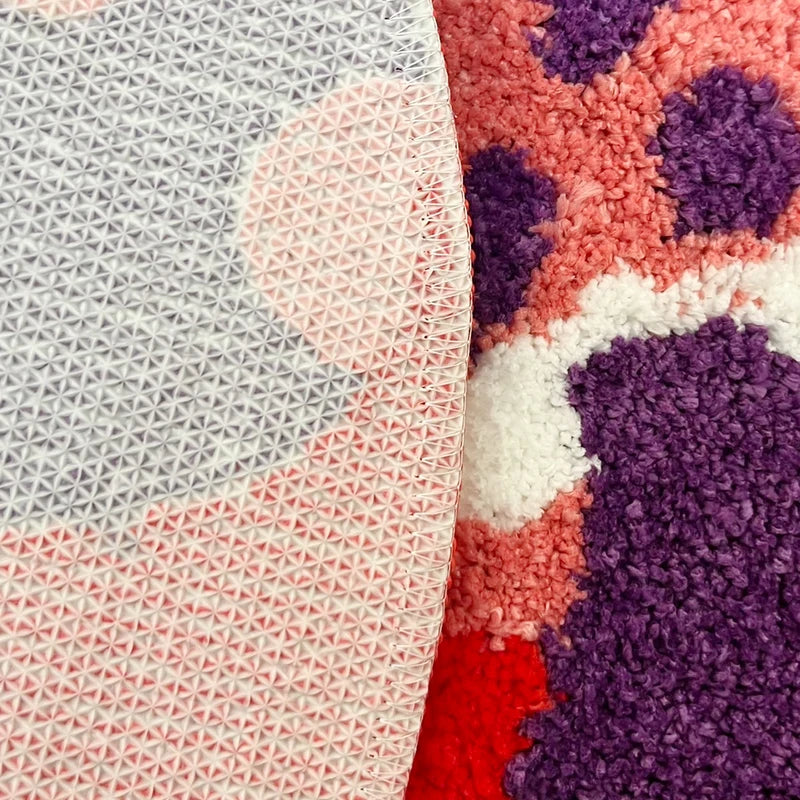 Red Psychedelic Mushroom Tufted Rug Anti-Slip Trippy Bedroom Handmade Carpet