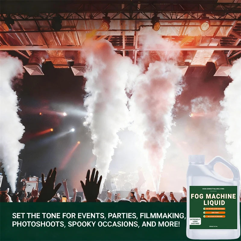 High Density Fog Machine Liquid - Long-Lasting Fog Juice for Events & Parties