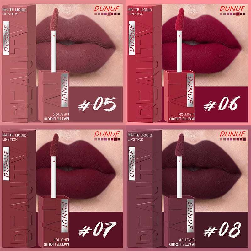 8Pcs Nude Brown Matte Liquid Lipstick Set - Long-Lasting Non-Fade Lip Gloss