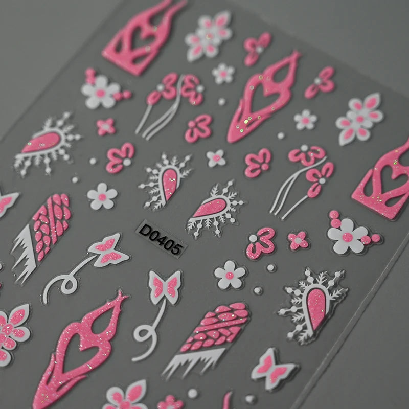 Halloween Skull Nail Stickers Glitter Powder 3D Nail Art Decals for Manicure