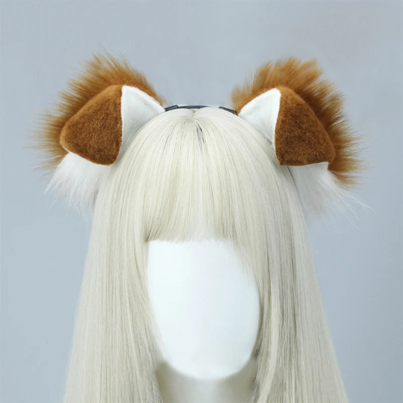 Halloween Dog Ear and Tail Set - Plush Animal Cosplay Costume Accessories