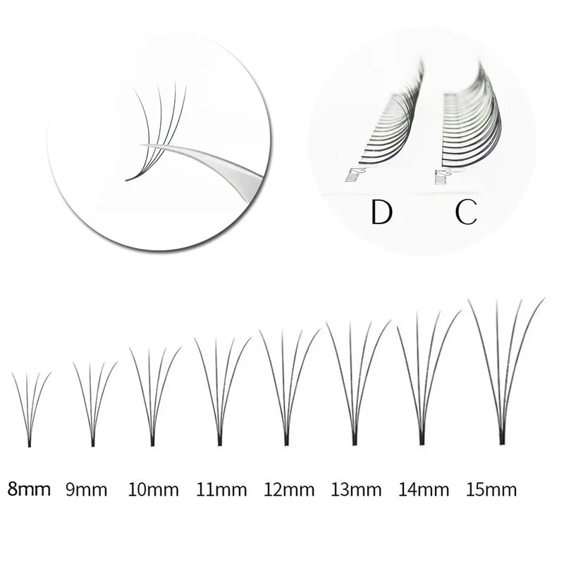 Russian Volume False Eyelash Extensions - Mink Silk Fans for Salon & Professional Use