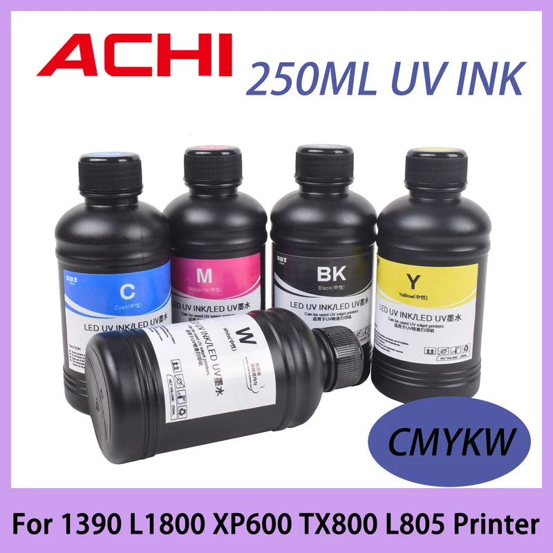 250ML UV Neutral Ink for UV Flatbed Printers - Black & White Options