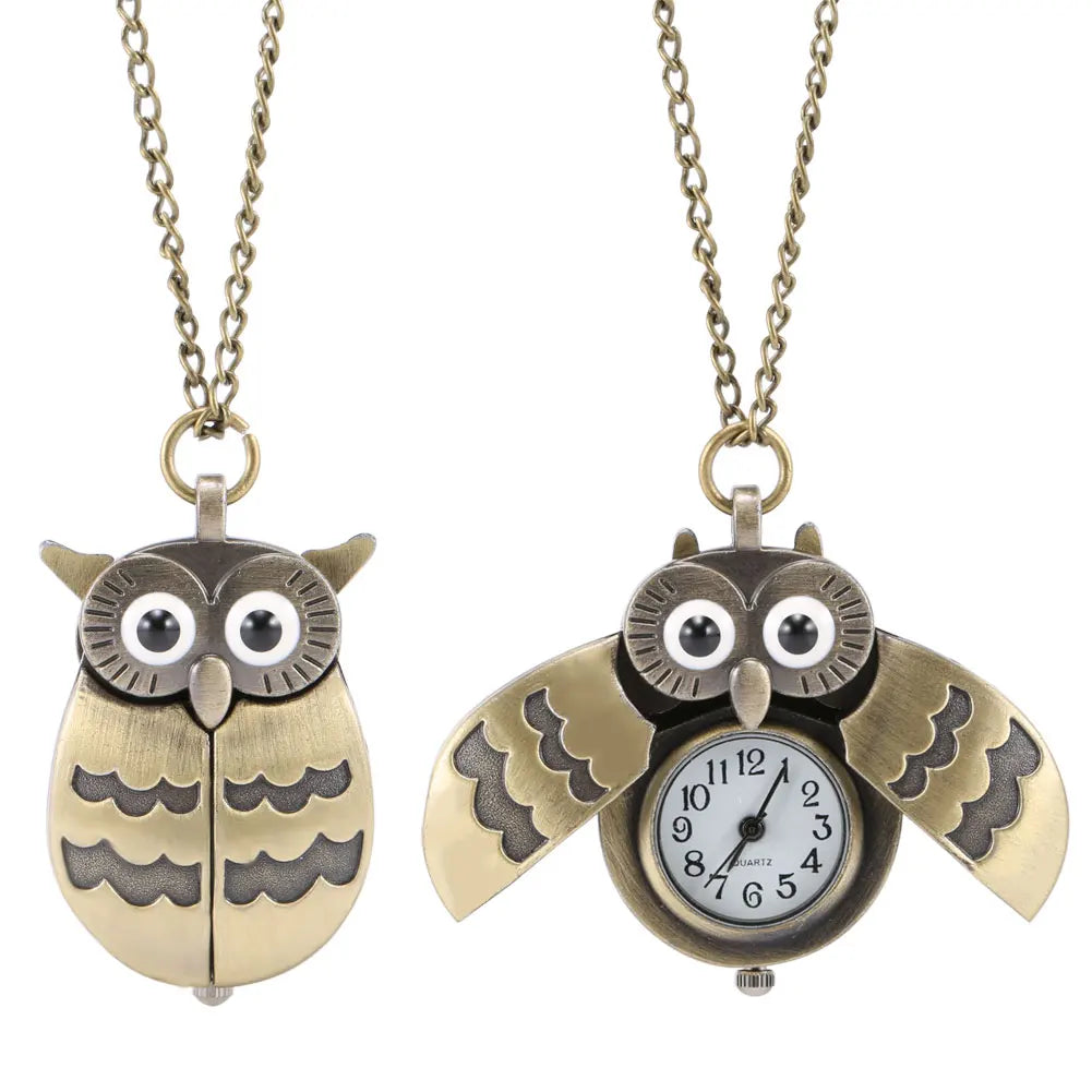 Vintage Owl Shape Pendant Necklace with Clock | Unisex Alloy Jewelry Gift
