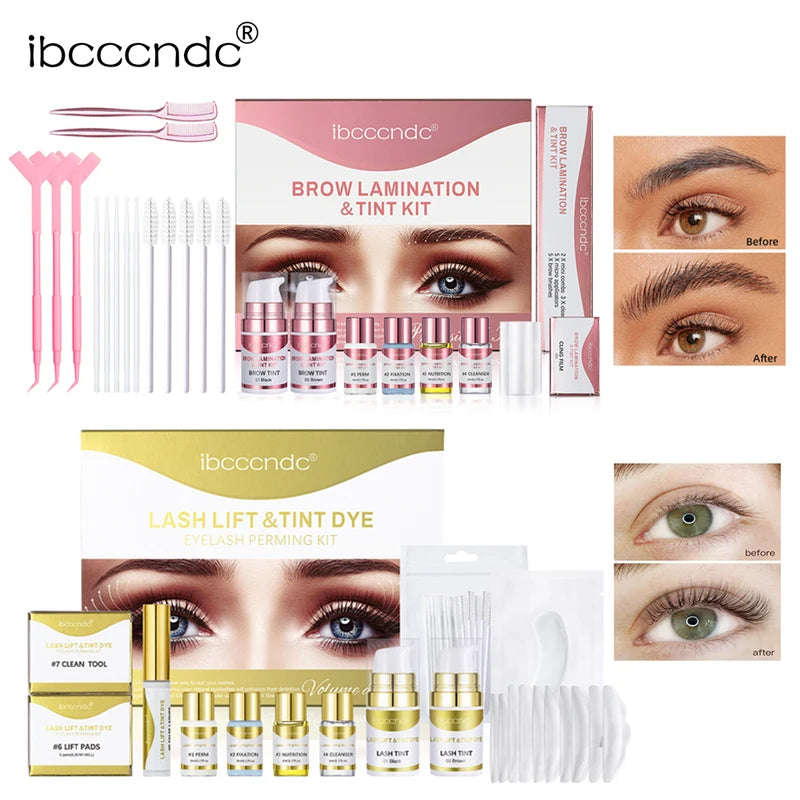 Semi-Permanent Lash & Brow Lift Kit with Tint for Eyelash Perming & Eyebrow Lamination