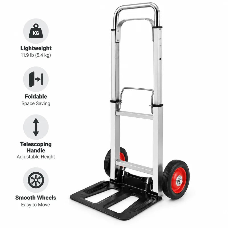 Lightweight Folding Hand Truck Dolly with Wheels — Compact Utility Cart for Moving & Travel