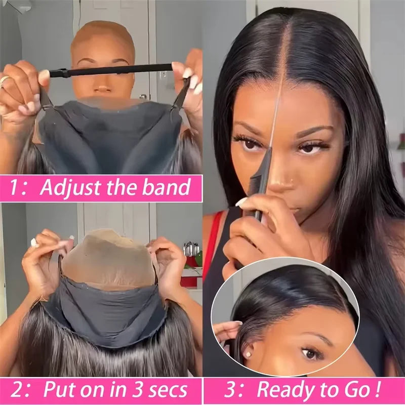 HD Lace Frontal Wig Human Hair 30-40 Inch Straight Glueless Pre Plucked 13x6