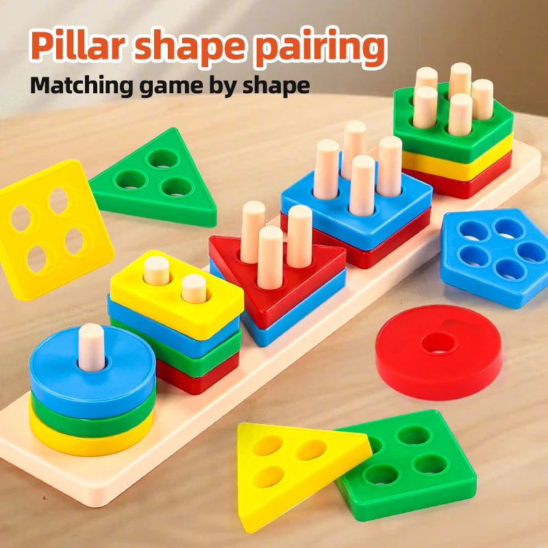 Shape Sorting Stacking Toy for Kids 3+ Montessori Geometric Matching Game