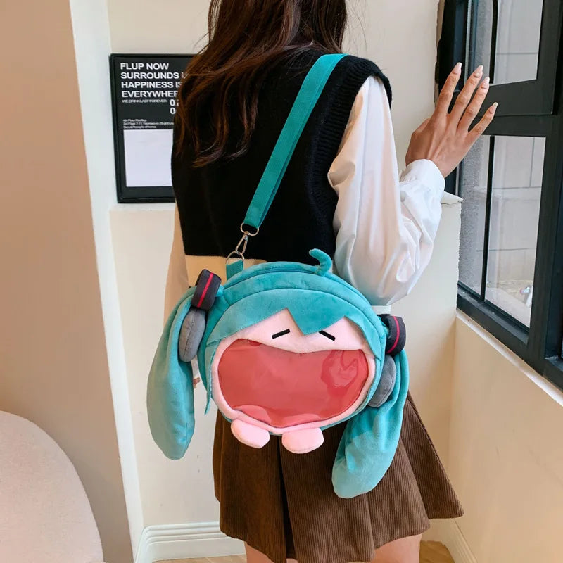 Cartoon Hatsune Miku Shoulder Bag - Large Capacity Anime Backpack for Women