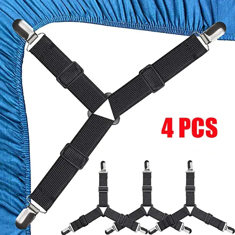 4Pcs Triangular Adjustable Bed Sheet and Quilt Holder Clips - Metal Fasteners for Upholstery and Tent
