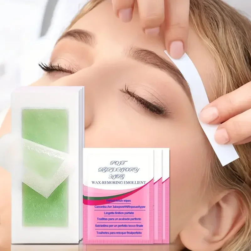 Depilatory Wax Strips for Hair Removal - Cold Wax Paper for Face Body Legs