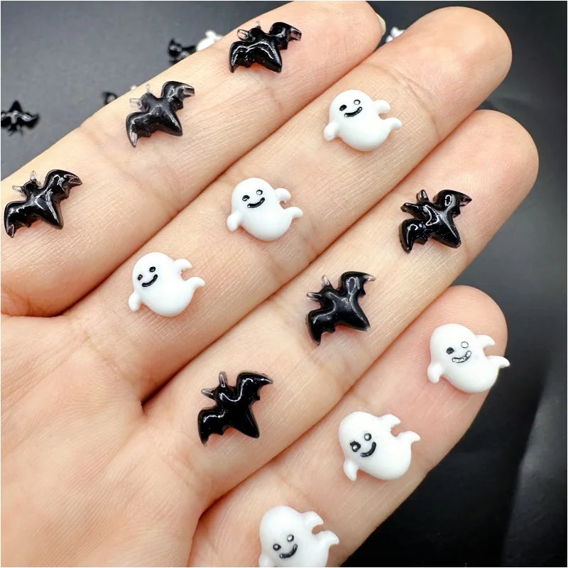 Halloween Nail Decorations 30pcs Bat Spider Resin Charms for Nail Art Accessories