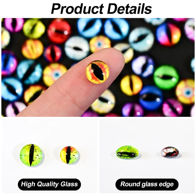 50Pcs 3D Animal Eye Beads Nail Charms Mixed Sizes for Manicure & Dolls