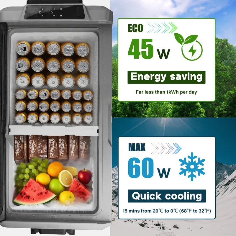 Portable 63 Quart Dual Zone Car Refrigerator Freezer - 12V RV Truck Boat