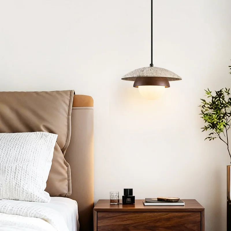 Nordic Modern LED Pendant Light for Indoor Living Dining Rooms Yellow Travertine Hanging Lamp