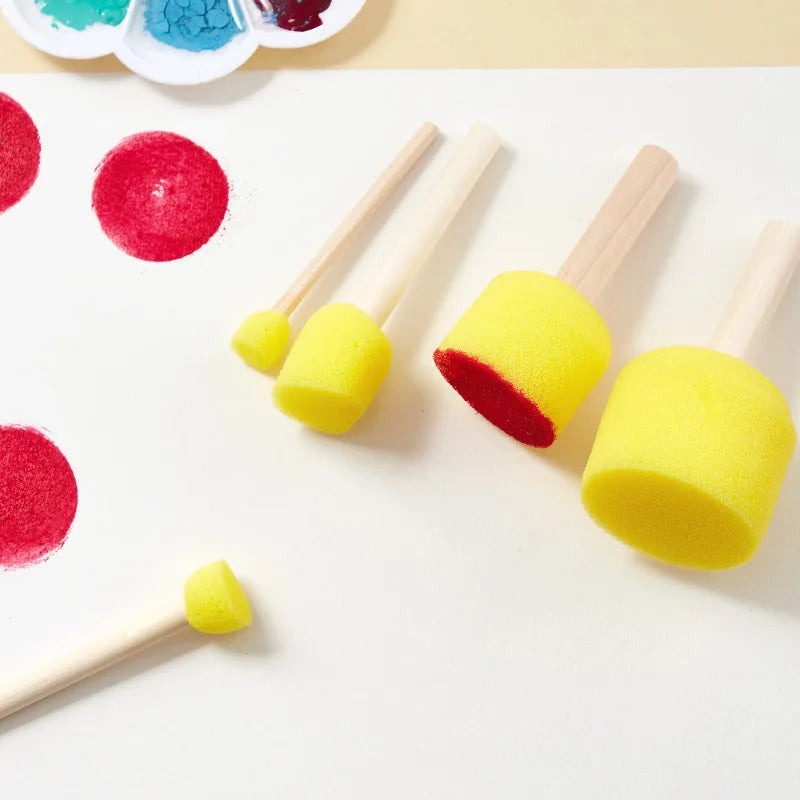 10 Pcs Wooden Handle Mushroom Head Paint Sponges for Kids DIY Art Crafts Set