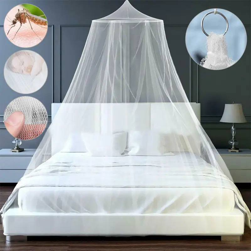 Mosquito Net Bed Canopy for 150cm Beds - Elegant Lace Dome Mesh Protection