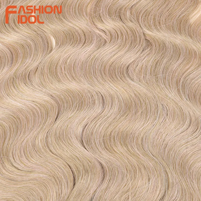 Long Synthetic Body Wave Crochet Hair Extensions - 24 Inch Ombre & Wavy Ponytail