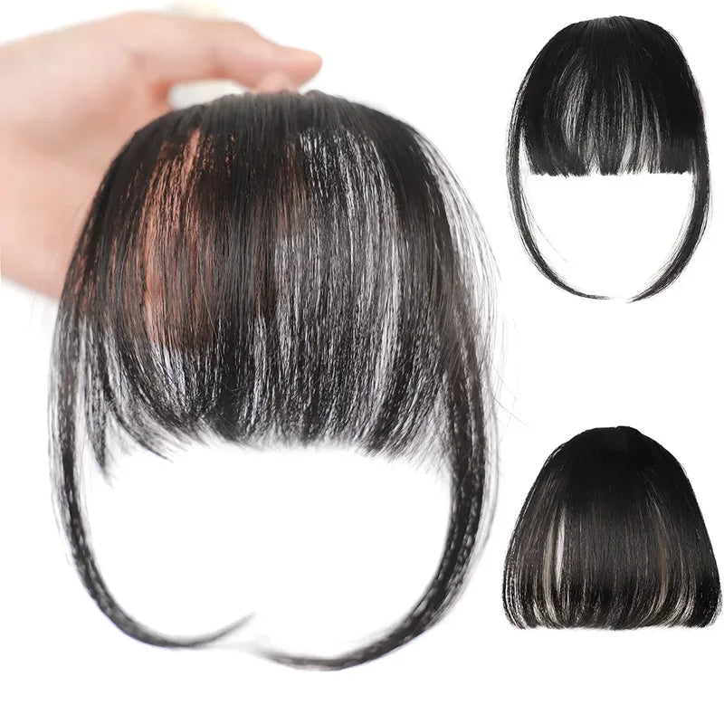 Women Clip-In Fake Bangs Hairpiece, Synthetic Fringe for Styling, Natural Look