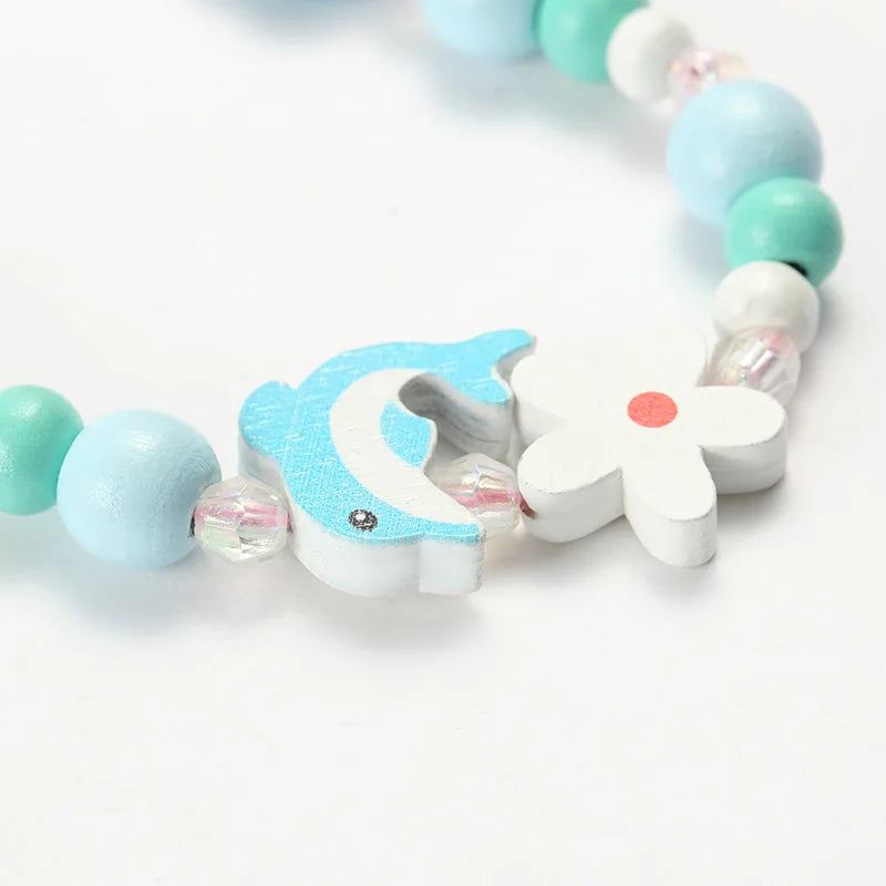 Children's Animal Pattern Beaded Jewelry Set - Necklace & Bracelet Gift