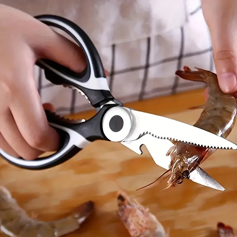 Heavy Duty Stainless Steel Kitchen Scissors - Multifunctional Food & Salad Cutter
