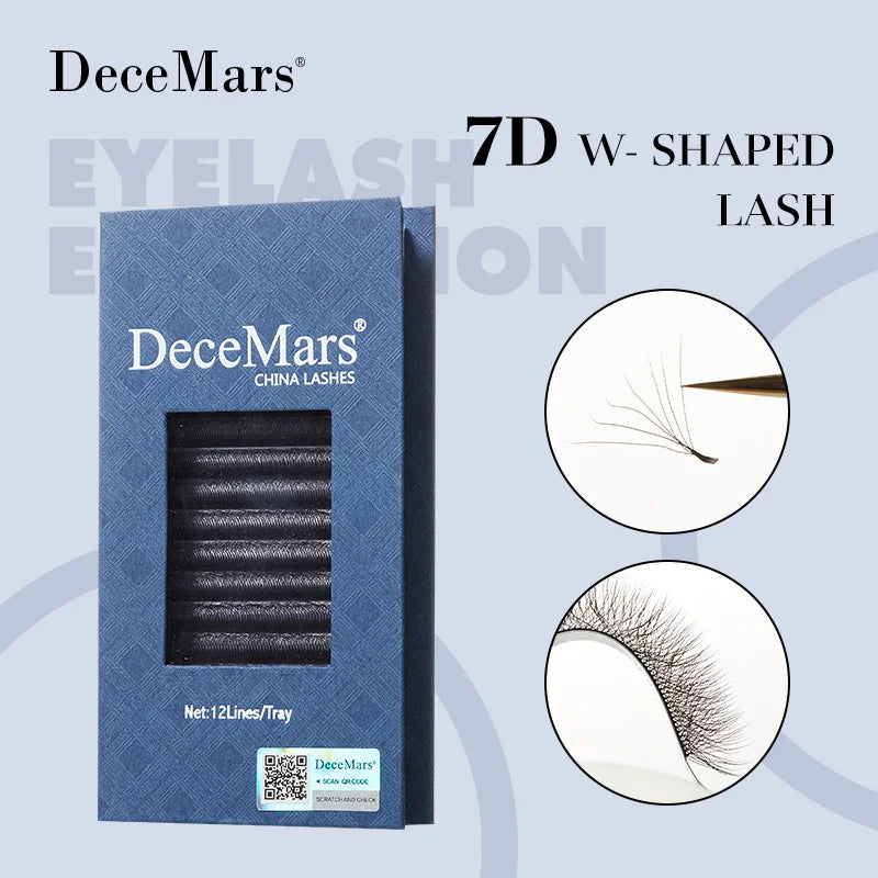 7D W Shaped Eyelash Extensions - 12 Lines Per Tray for Professional Lash Application