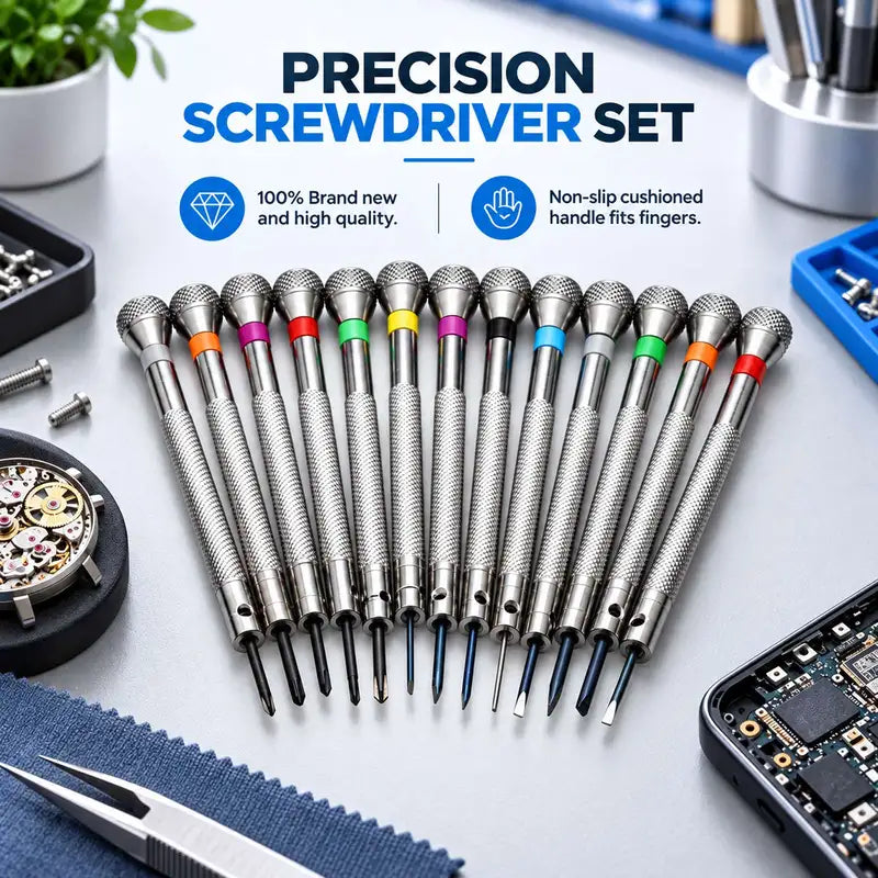 13PCS Watch Screwdriver Set - Metal Repair Tools for Watch & Electronics