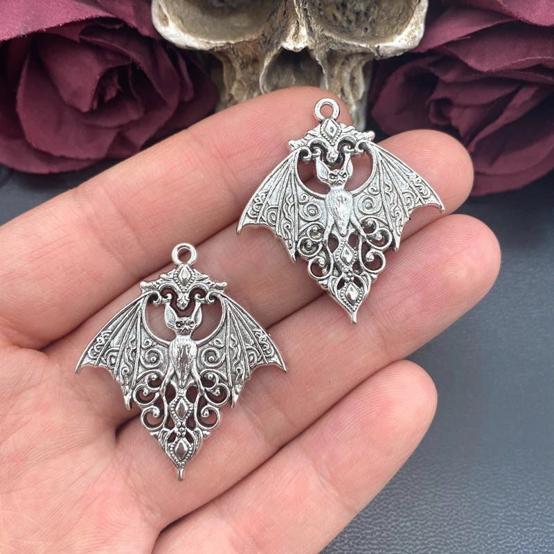 4pcs Gothic Vampire Bat Charms Halloween Pendant Jewelry Findings