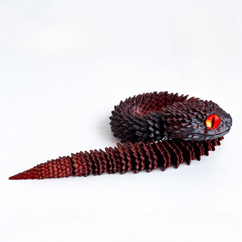 3D Printed Snake Desk Decor - Flexible Articulated Fidget Toy & Room Ornament